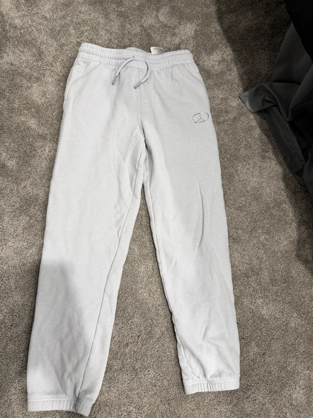 Jordan Light Gray Fleece Jogger Sweatpants with Red Jumpman